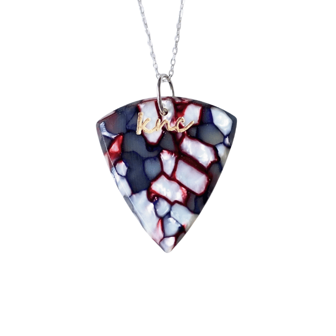 Rainbow Galalith Gitar Pena Gümüş Zincir - Knc Picks